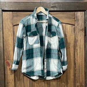 beachlunchlounge Green and White Plaid Jacket